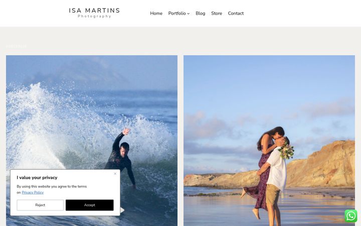 Screenshot of isamartinsphotography.com