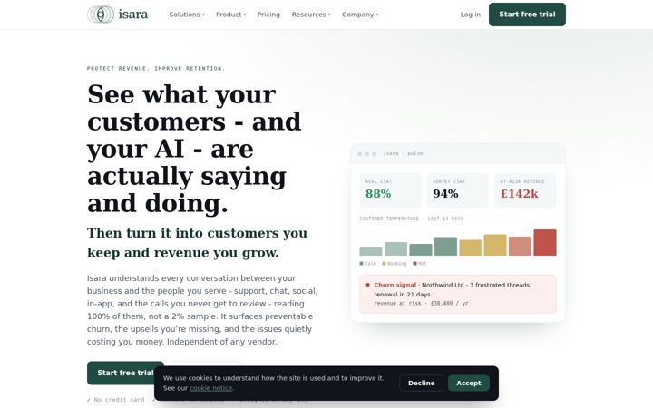 Screenshot di isara.ai