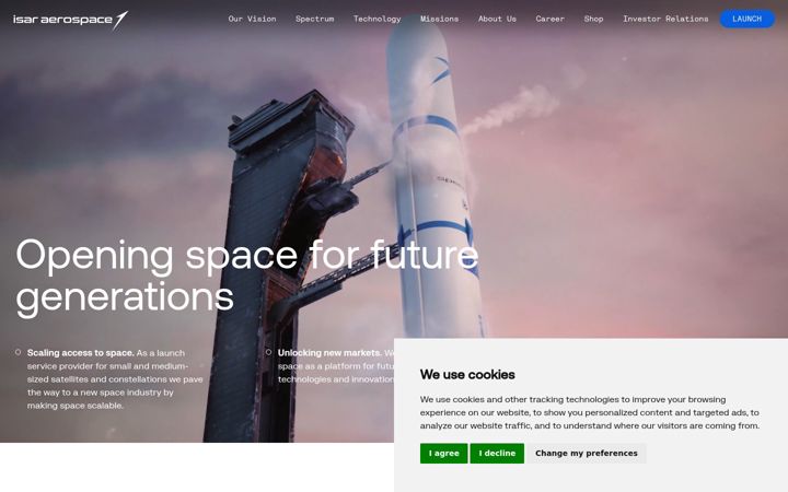 Screenshot van isaraerospace.com