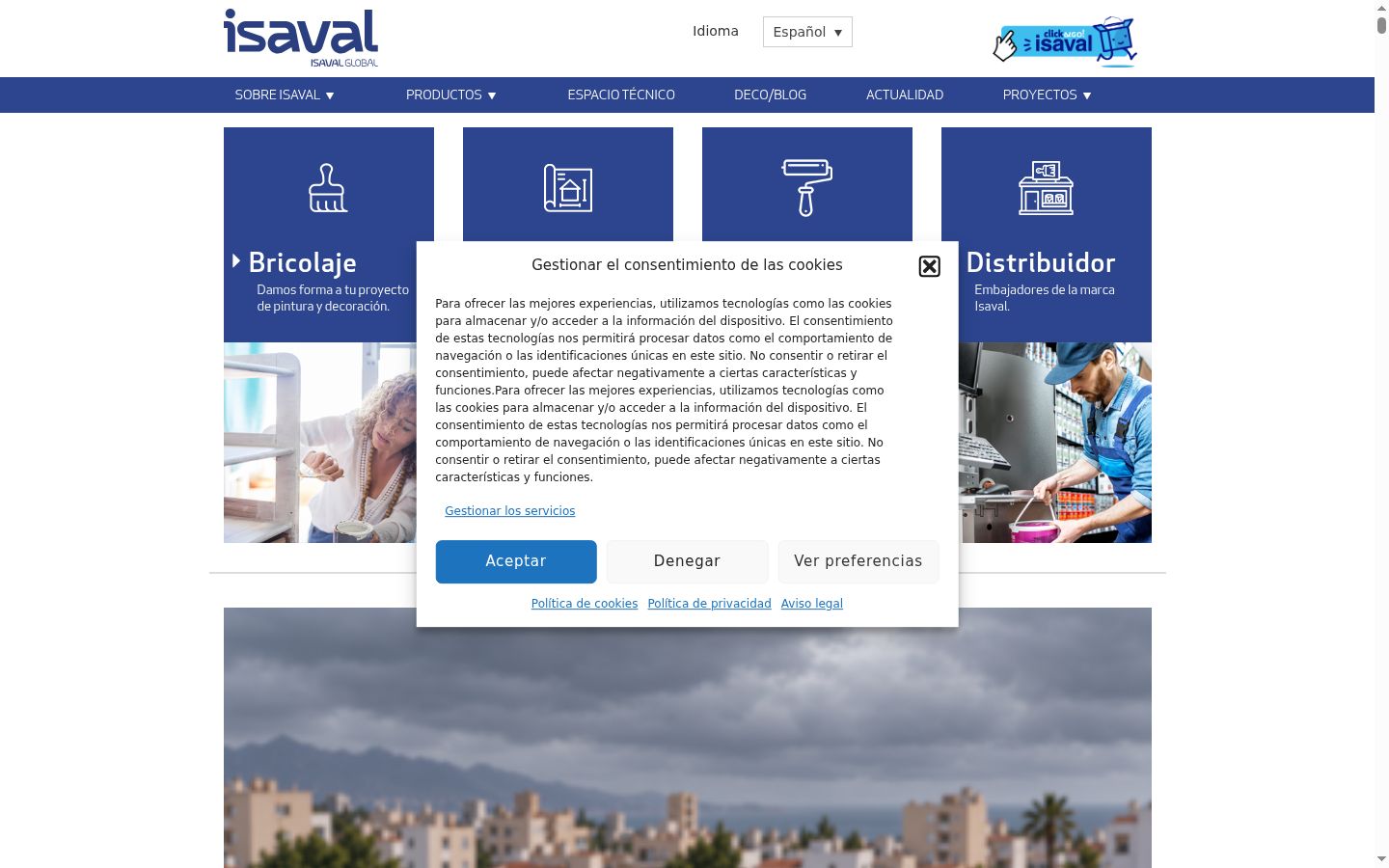 Screenshot del banner di consenso mostrato prima di qualsiasi interazione