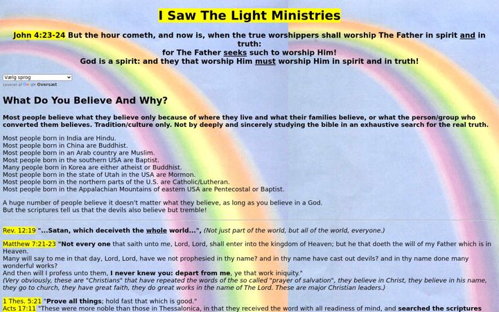 Screenshot of isawthelightministries.com