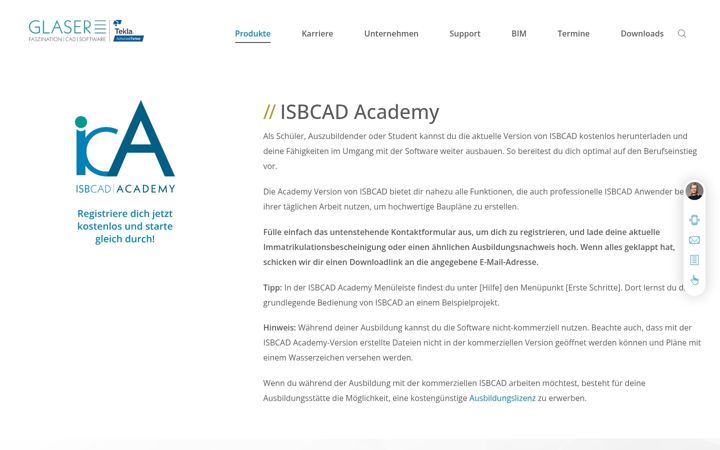 Screenshot of isbcad-academy.de