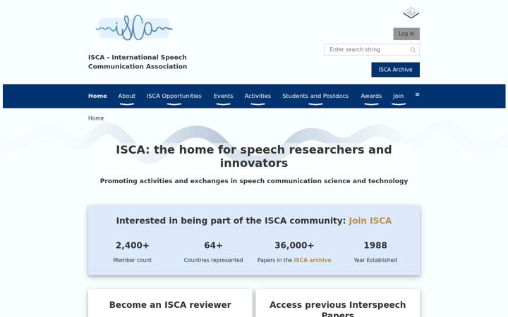 Screenshot of isca-speech.org