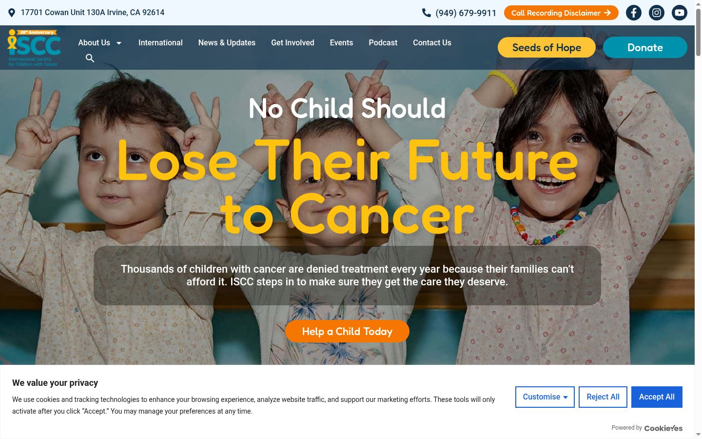 Screenshot of the consent banner shown before any interaction