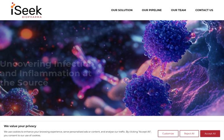 Screenshot of iseekbiopharma.com