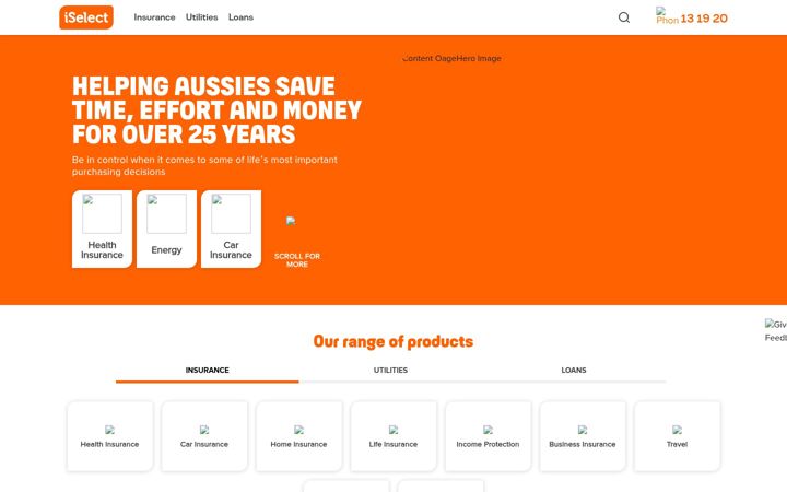 Screenshot of iselect.com.au