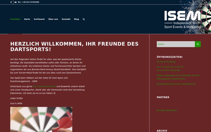 Screenshot of isem-dart-sport.de