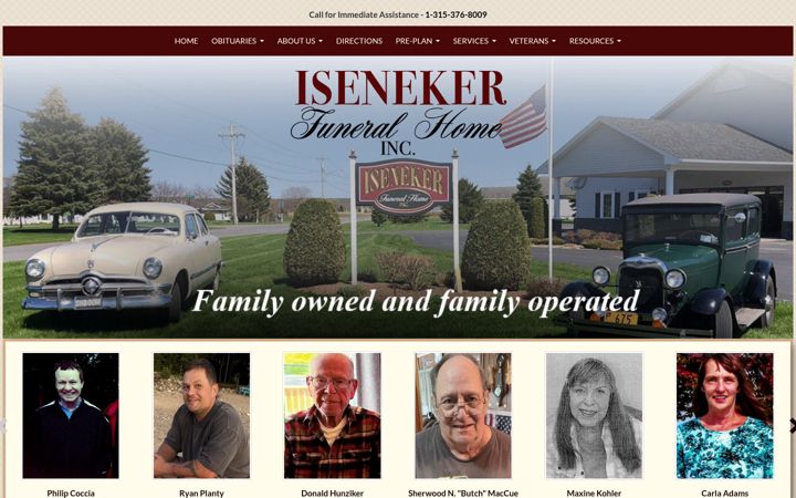 Screenshot of isenekerfuneralhome.com