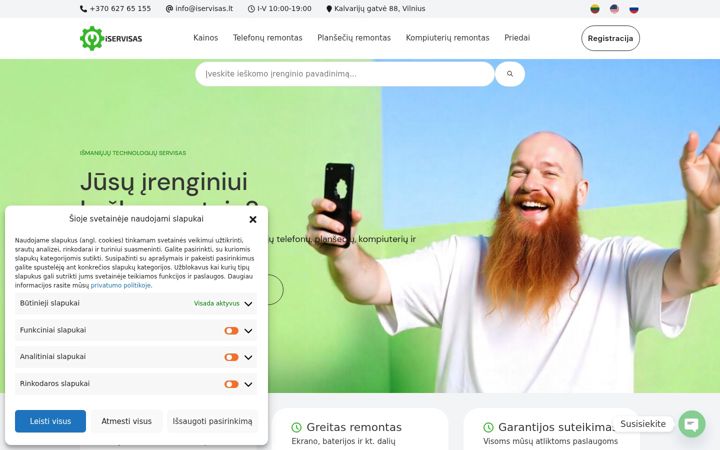 Posnetek zaslona iservisas.lt