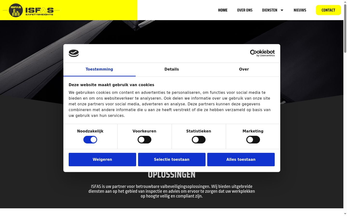 Screenshot des Einwilligungsbanners vor jeglicher Interaktion