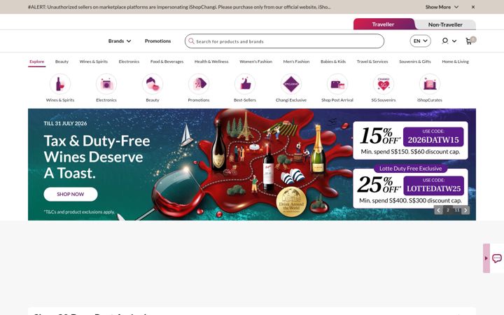 Screenshot of ishopchangi.com