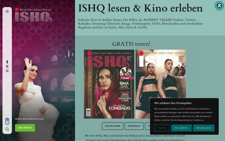 Screenshot of ishq.de