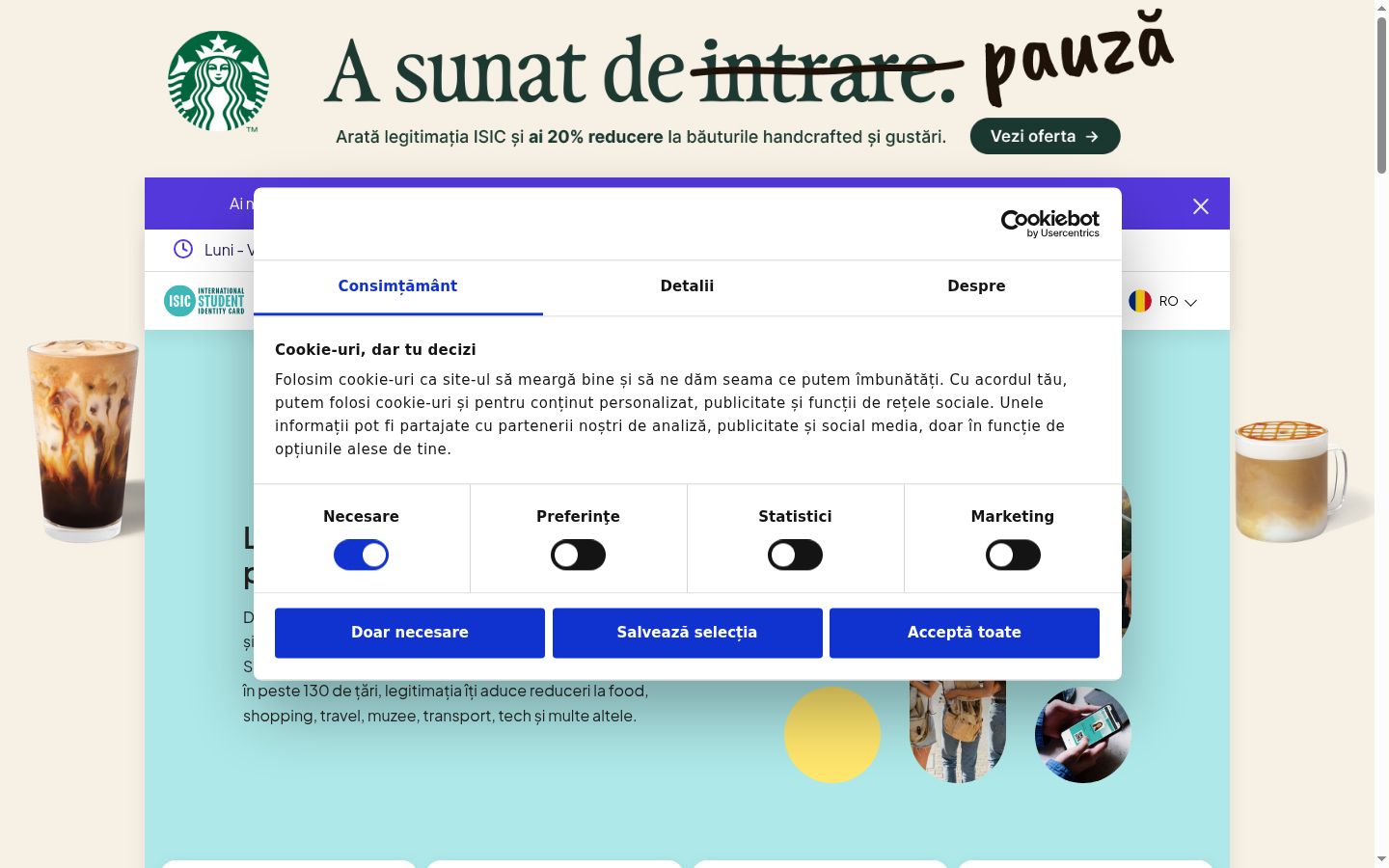 Snímek obrazovky baneru souhlasu zobrazeného před jakoukoli interakcí