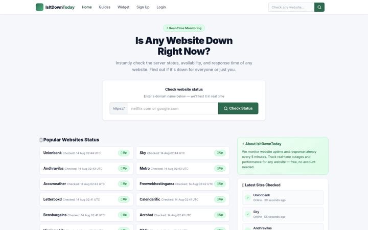 Screenshot of isitdowntoday.com