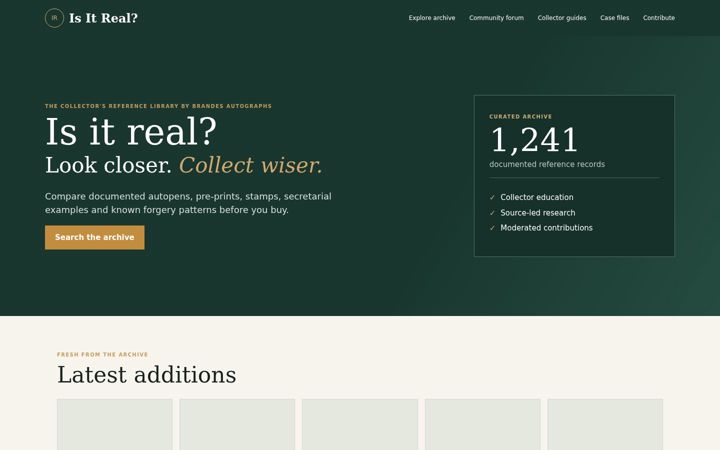 Screenshot of isitreal.com