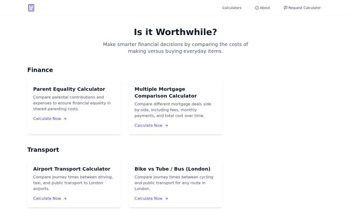 Screenshot of isitworthwhile.co.uk