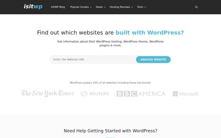 Screenshot of isitwp.com