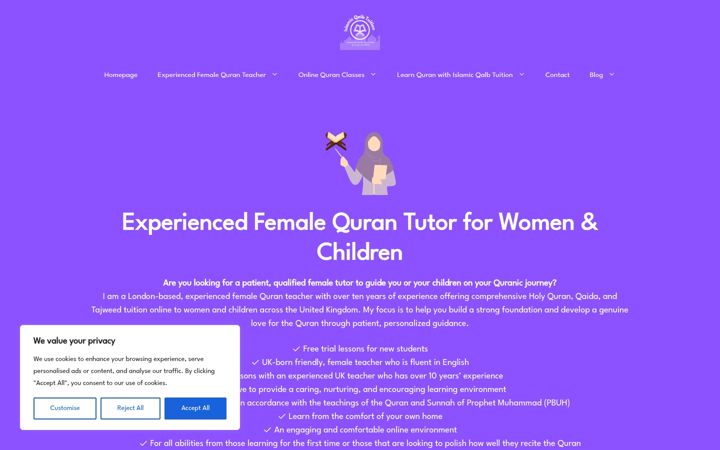 Screenshot of islamicqalbtuition.com