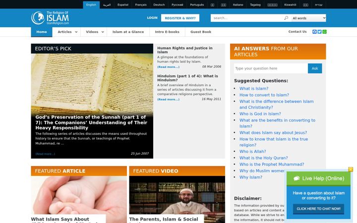 Screenshot of islamreligion.com