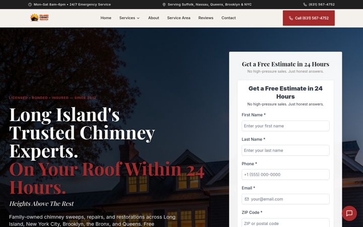 Screenshot of islandchimneyservice.com
