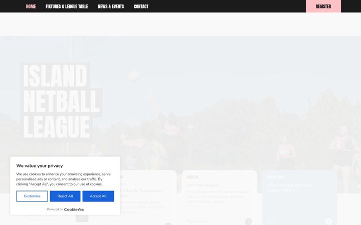 Screenshot of islandnetballleague.com