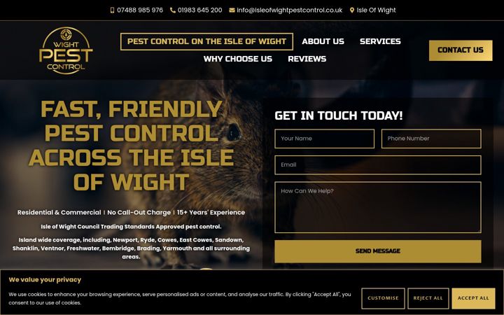 Screenshot of isleofwightpestcontrol.co.uk