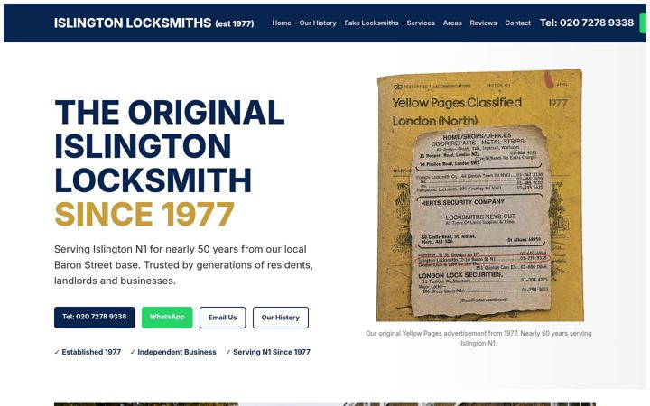 Screenshot of islingtonlocksmiths.co.uk