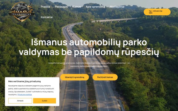 Posnetek zaslona ismanustransportas.lt