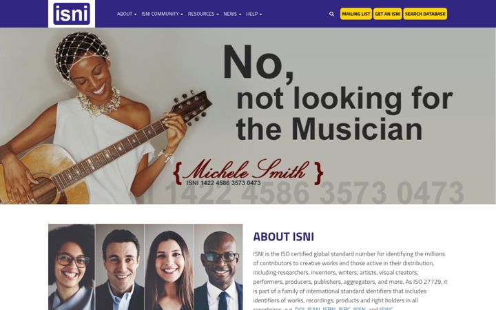 Screenshot of isni.org