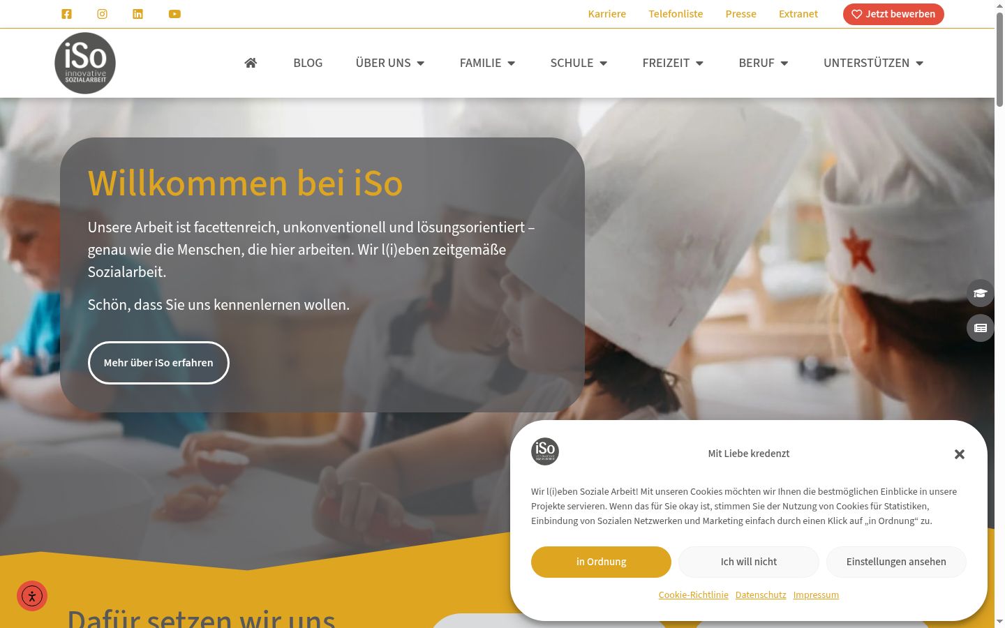 Capture d'écran de la bannière de consentement affichée avant toute interaction