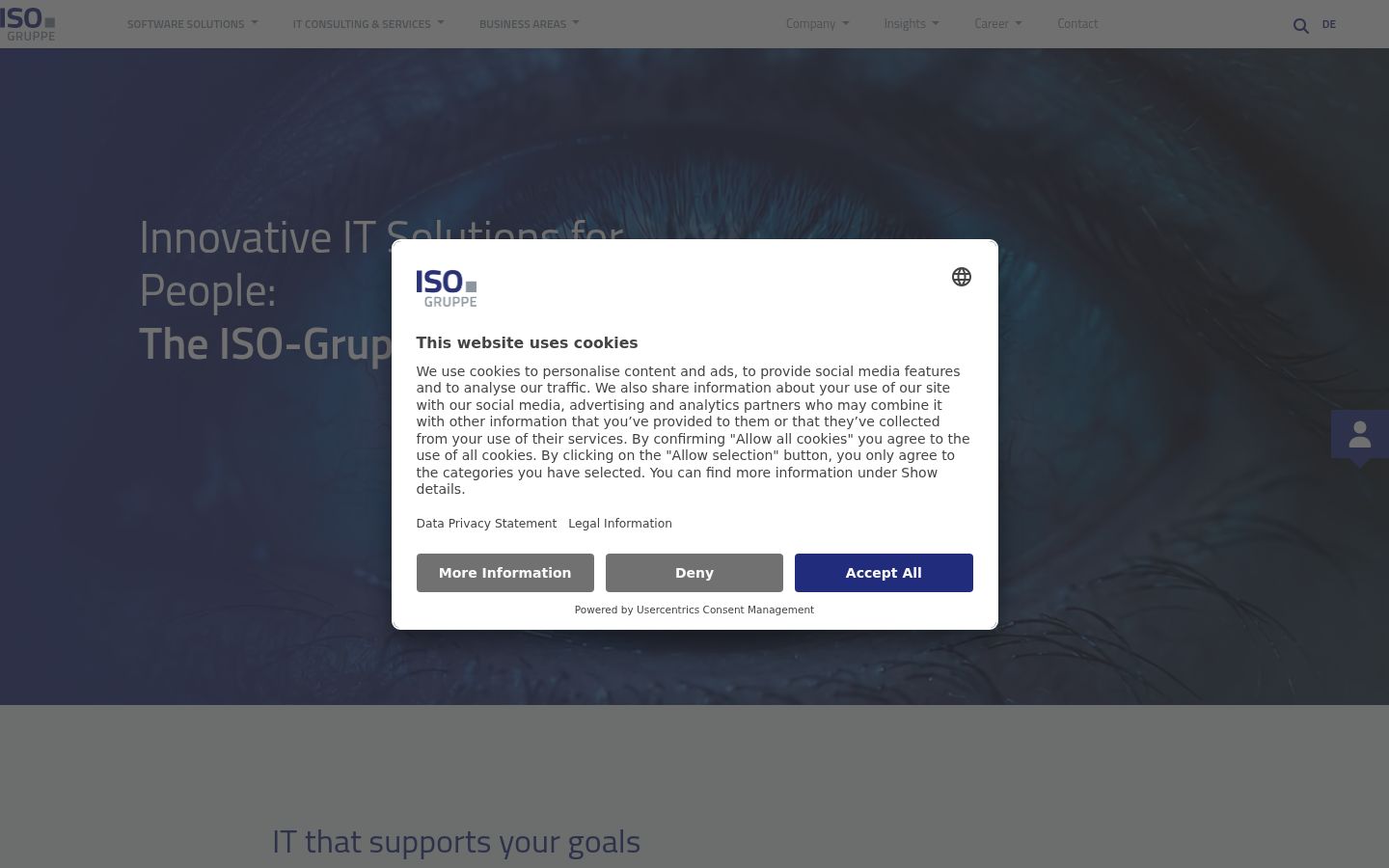 Screenshot del banner di consenso mostrato prima di qualsiasi interazione