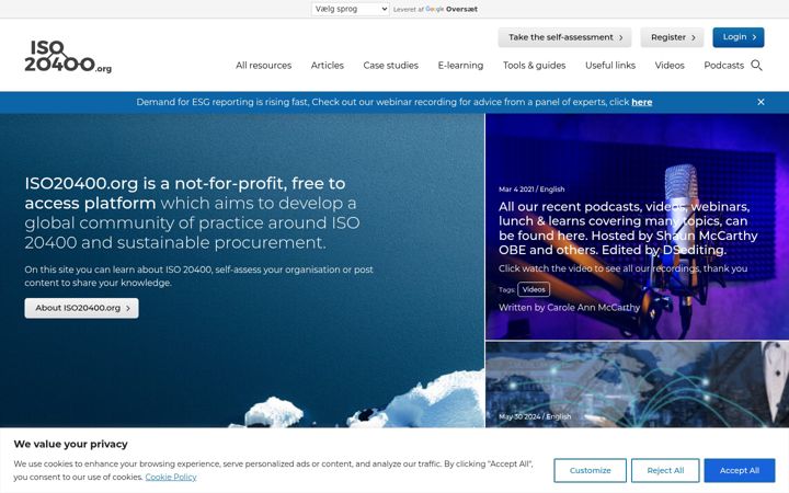 Screenshot of iso20400.org