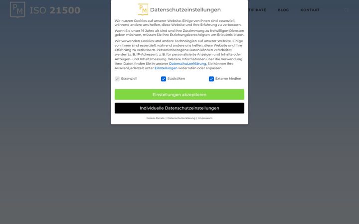 Screenshot of iso21500.de
