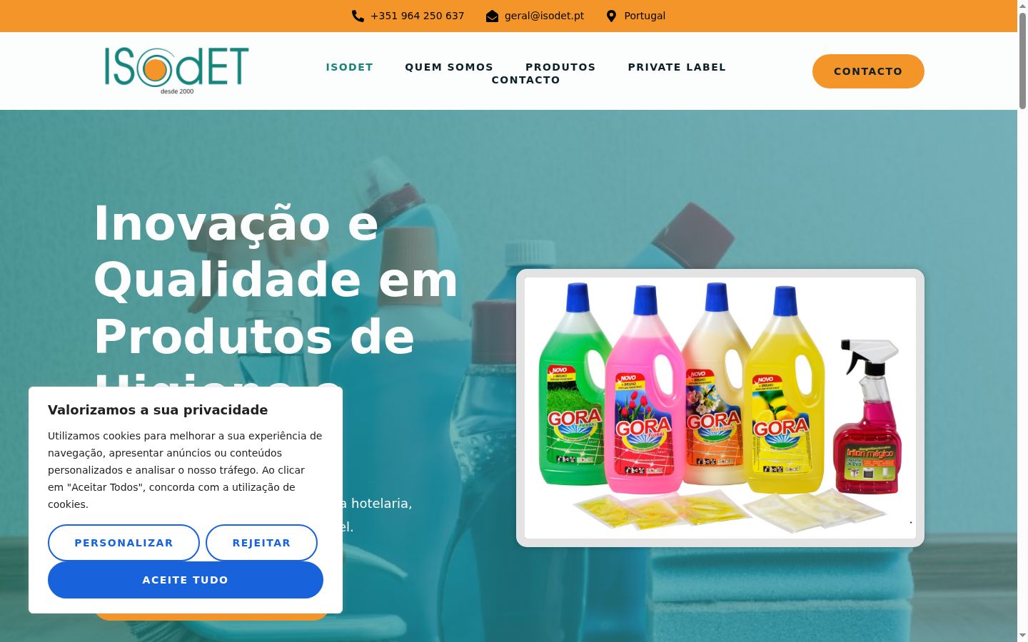 Captura de ecrã do banner de consentimento apresentado antes de qualquer interação