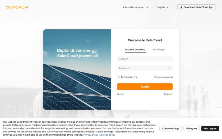 Screenshot of isolarcloud.com.hk