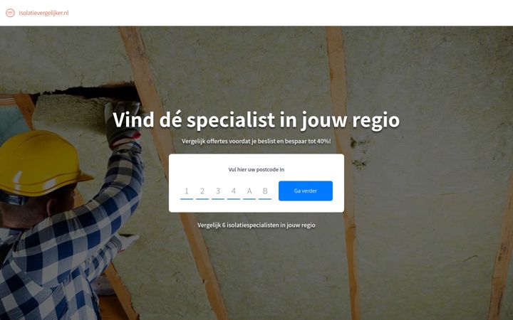 Screenshot of isolatievergelijker.nl