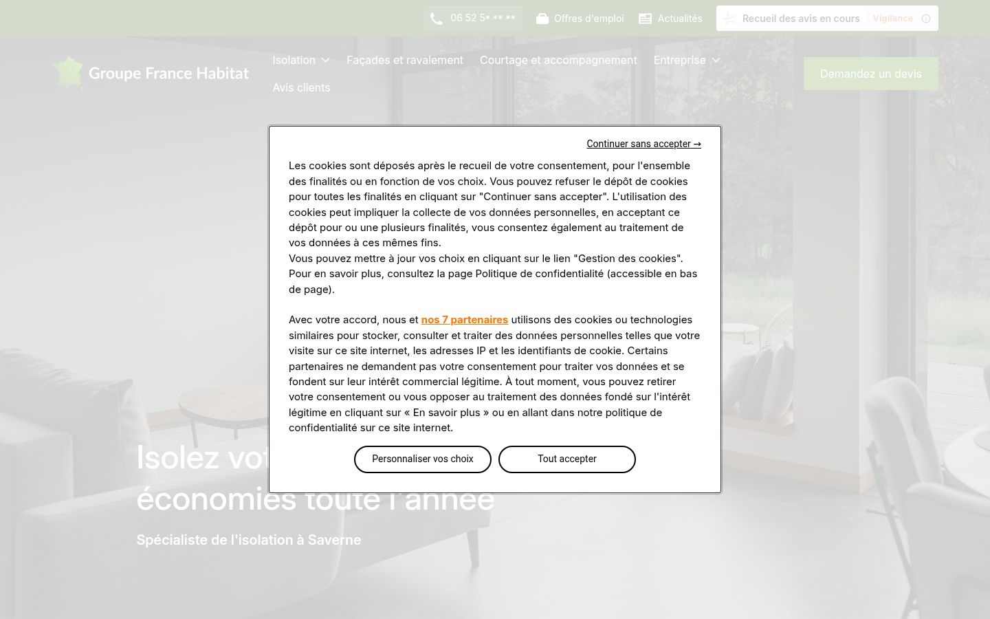 Screenshot of the consent banner shown before any interaction