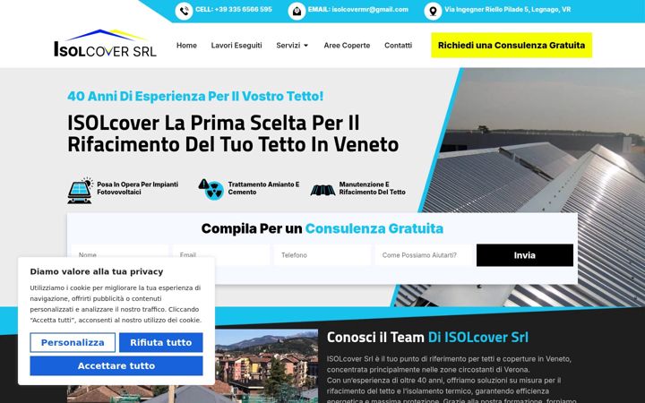 Screenshot of isolcoversrl.com