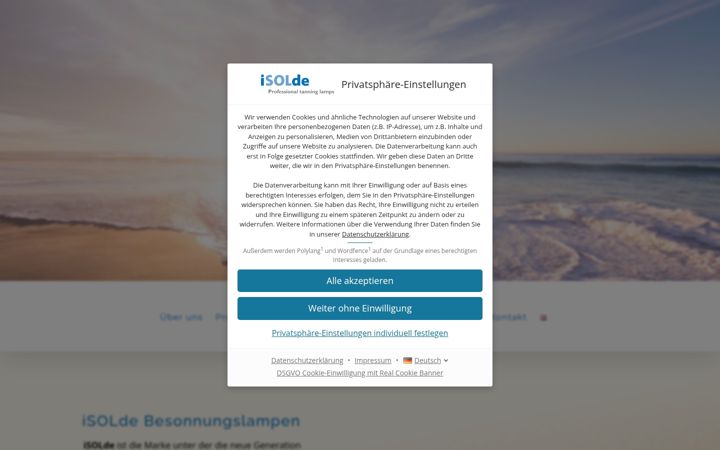 Screenshot of isoldelicht.de