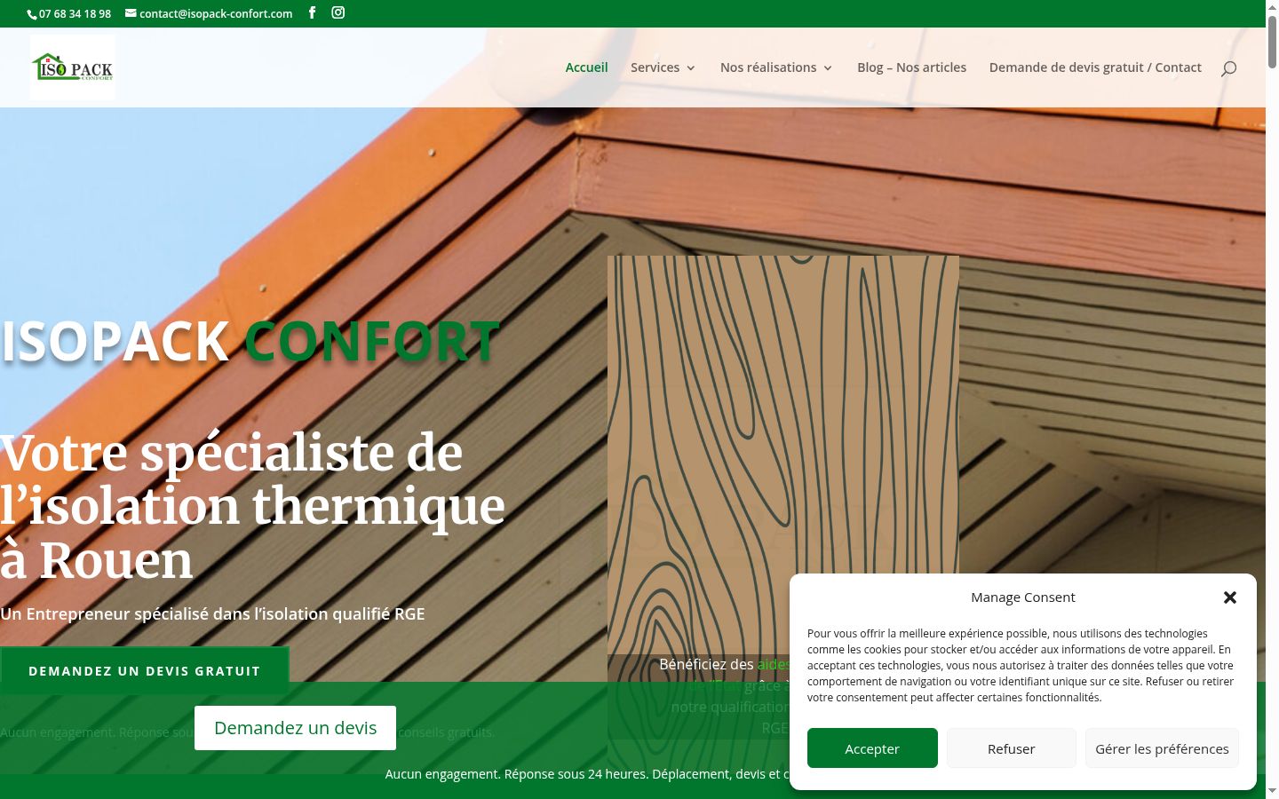 Captura de ecrã do banner de consentimento apresentado antes de qualquer interação