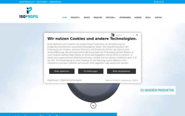 Screenshot of isoprofil.de