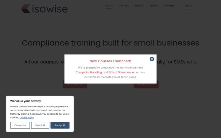 Screenshot of isowise.co.uk