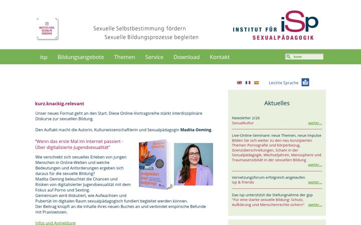 Screenshot of isp-sexualpaedagogik.org
