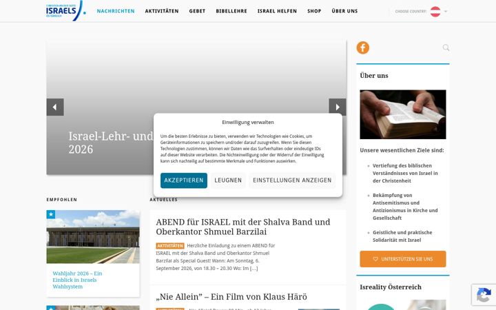 Screenshot of israelaktuell.at