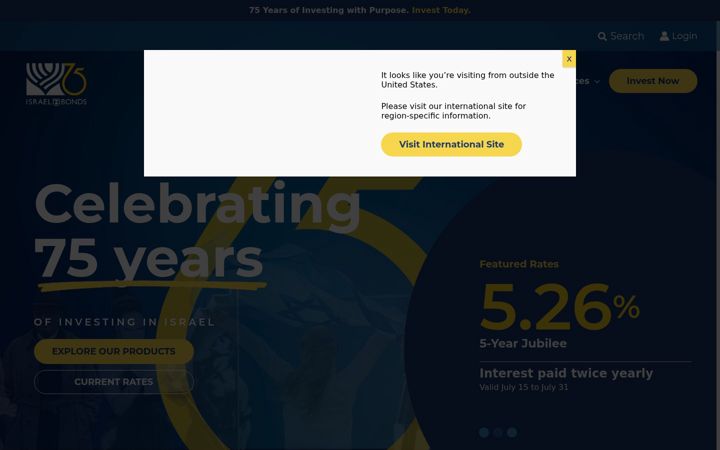 Skärmbild av israelbonds.com