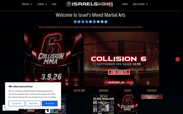 Screenshot of israelsmma.com