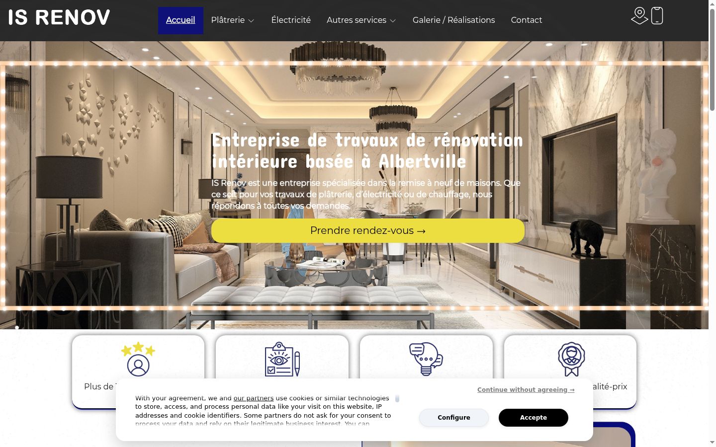 Screenshot del banner di consenso mostrato prima di qualsiasi interazione