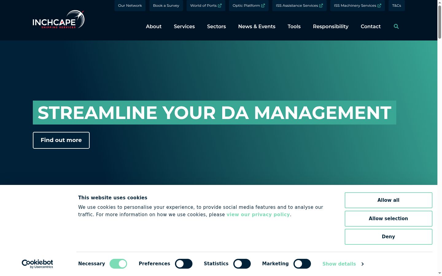 Screenshot del banner di consenso mostrato prima di qualsiasi interazione