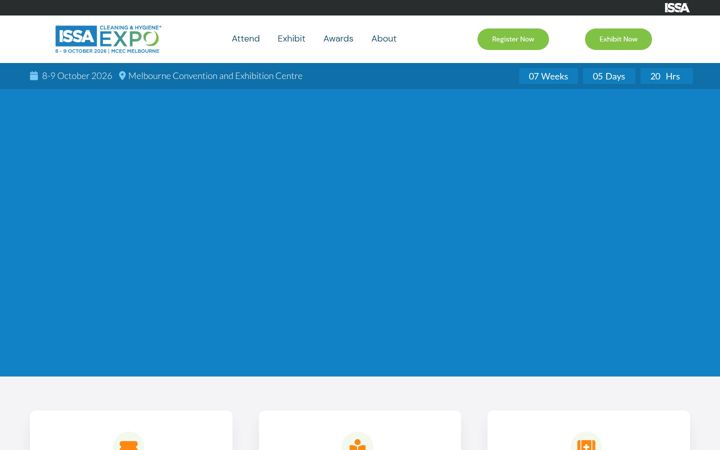 Screenshot of issacleaninghygieneexpo.com