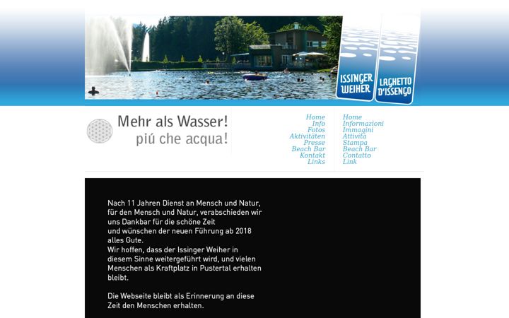 Screenshot of issinger-weiher.bz.it